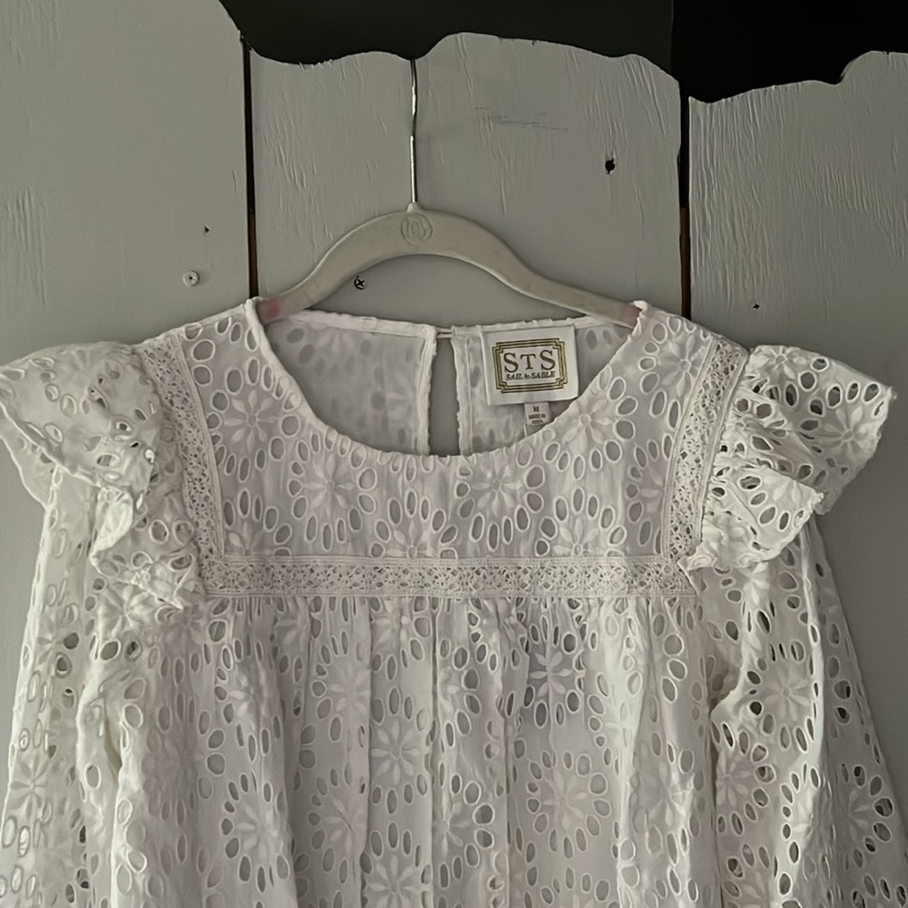 Sail To Sable Embroidered Ruffle Sleeve Top - Picture 2 of 10